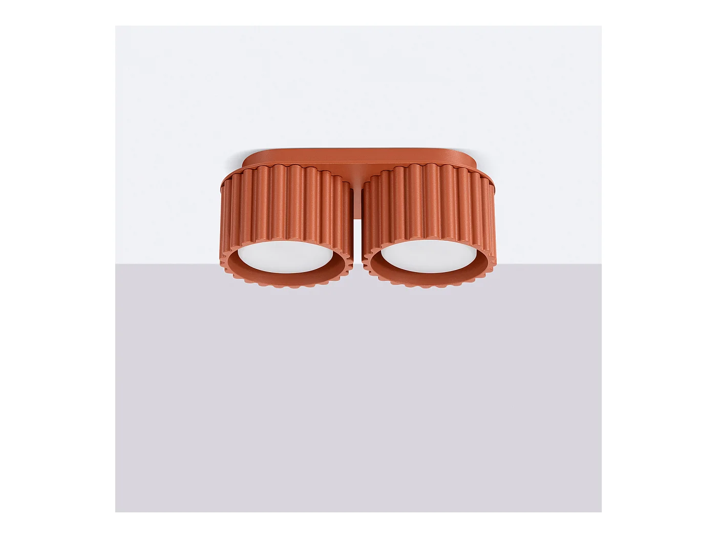 Deckenleuchte Aura Minimalistisch Aus  Aluminium - 2 Lichtquellen - L.21 X H. Cm - Roter Ocker