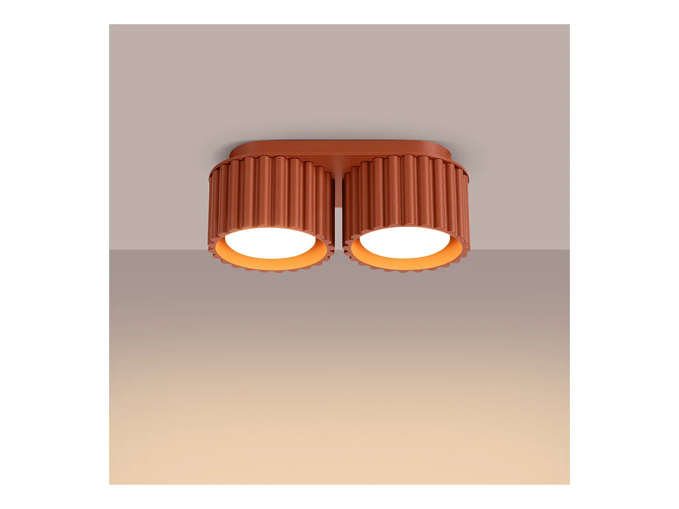 Deckenleuchte Aura Minimalistisch Aus  Aluminium - 2 Lichtquellen - L.21 X H. Cm - Roter Ocker