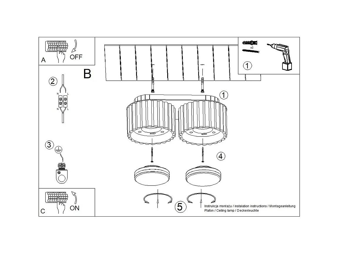 Deckenleuchte Aura Minimalistisch Aus  Aluminium - 2 Lichtquellen - L.21 X H. Cm - Roter Ocker