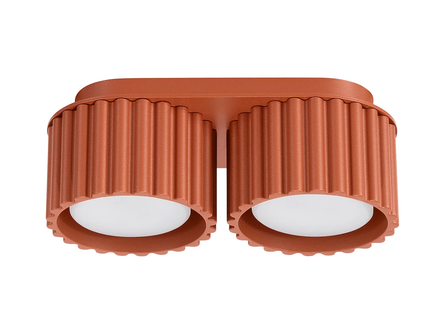 Plafonnier Aura Minimaliste En Aluminium - 2 Sources Lumineuses - L.21 X H.12 Cm - Ocre Rouge