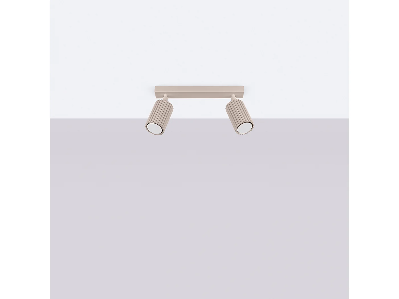 Plafonnier Karbon Minimaliste En Aluminium - 2 Sources Lumineuses - L.30 X H.16,5 Cm - Taupe