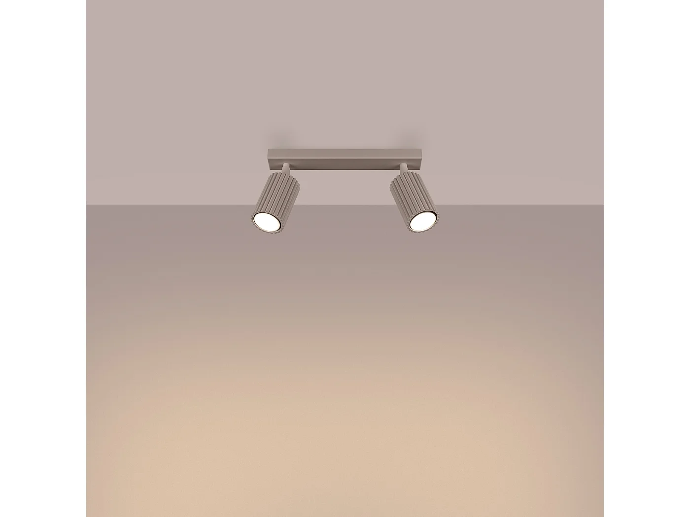 Plafonnier Karbon Minimaliste En Aluminium - 2 Sources Lumineuses - L.30 X H.16,5 Cm - Taupe