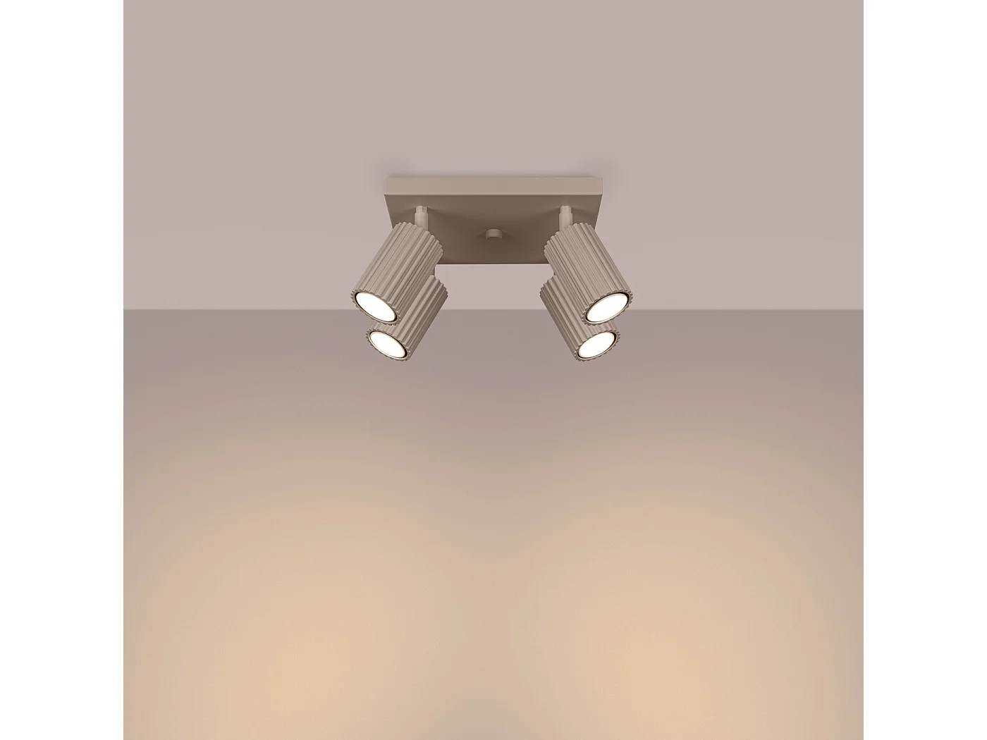 Plafonnier Karbon Minimaliste En Aluminium - 4 Sources Lumineuses - L.25 X H.16,5 Cm - Taupe