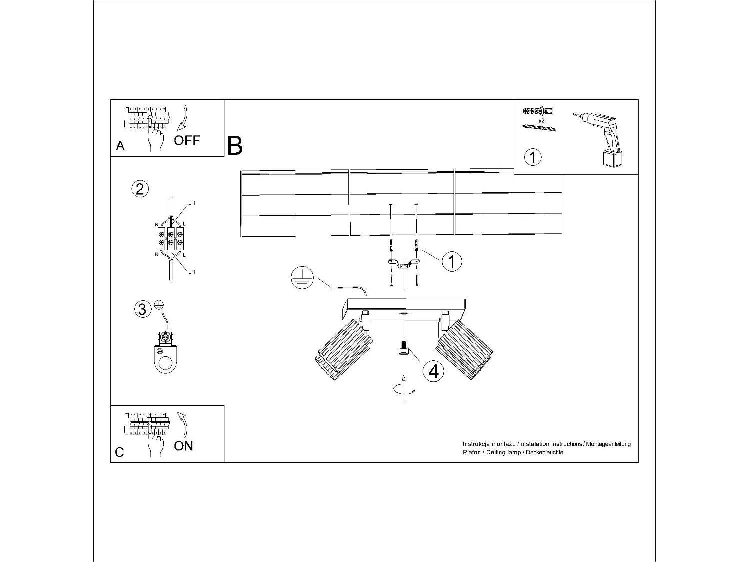 Plafonnier Karbon Minimaliste En Aluminium - 4 Sources Lumineuses - L.25 X H.16,5 Cm - Taupe