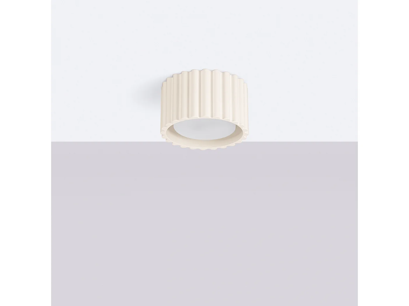 Plafonnier Aura Minimaliste En Aluminium - 1 Sources Lumineuses - L.10 X H.10 Cm - Beige