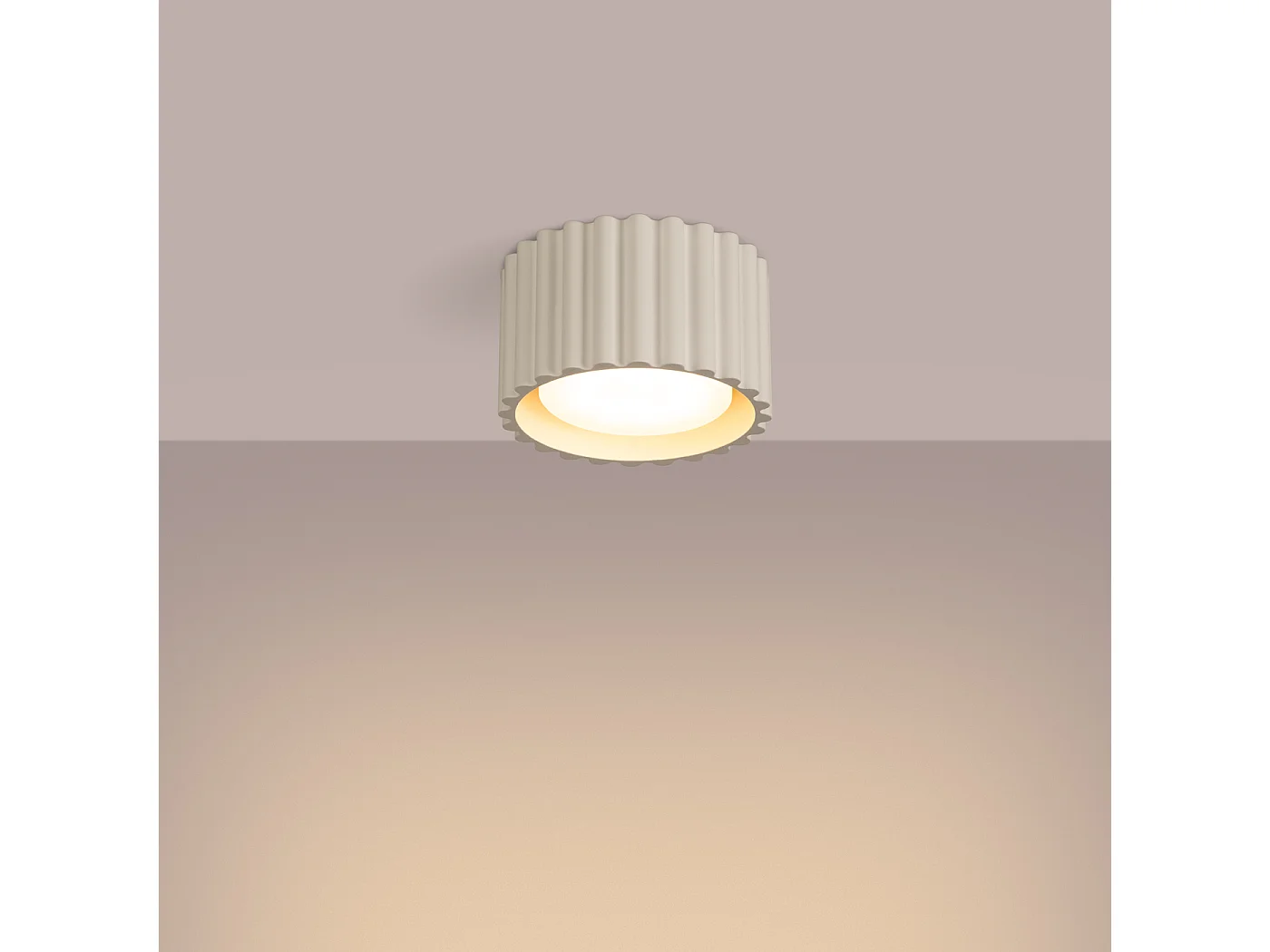 Plafonnier Aura Minimaliste En Aluminium - 1 Sources Lumineuses - L.10 X H.10 Cm - Beige