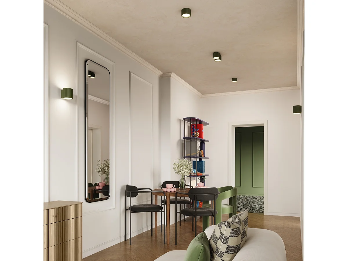 Deckenleuchte Aura Minimalistisch Aus  Aluminium - 2 Lichtquellen - L.21 X H. Cm - Olivgrün