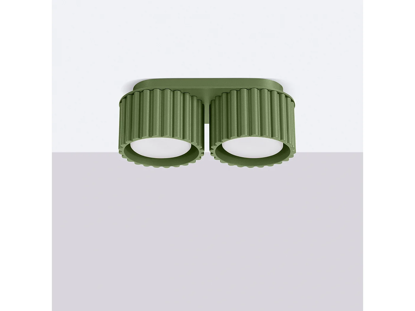 Plafonnier Aura Minimaliste En Aluminium - 2 Sources Lumineuses - L.21 X H.12 Cm - Vert Olive