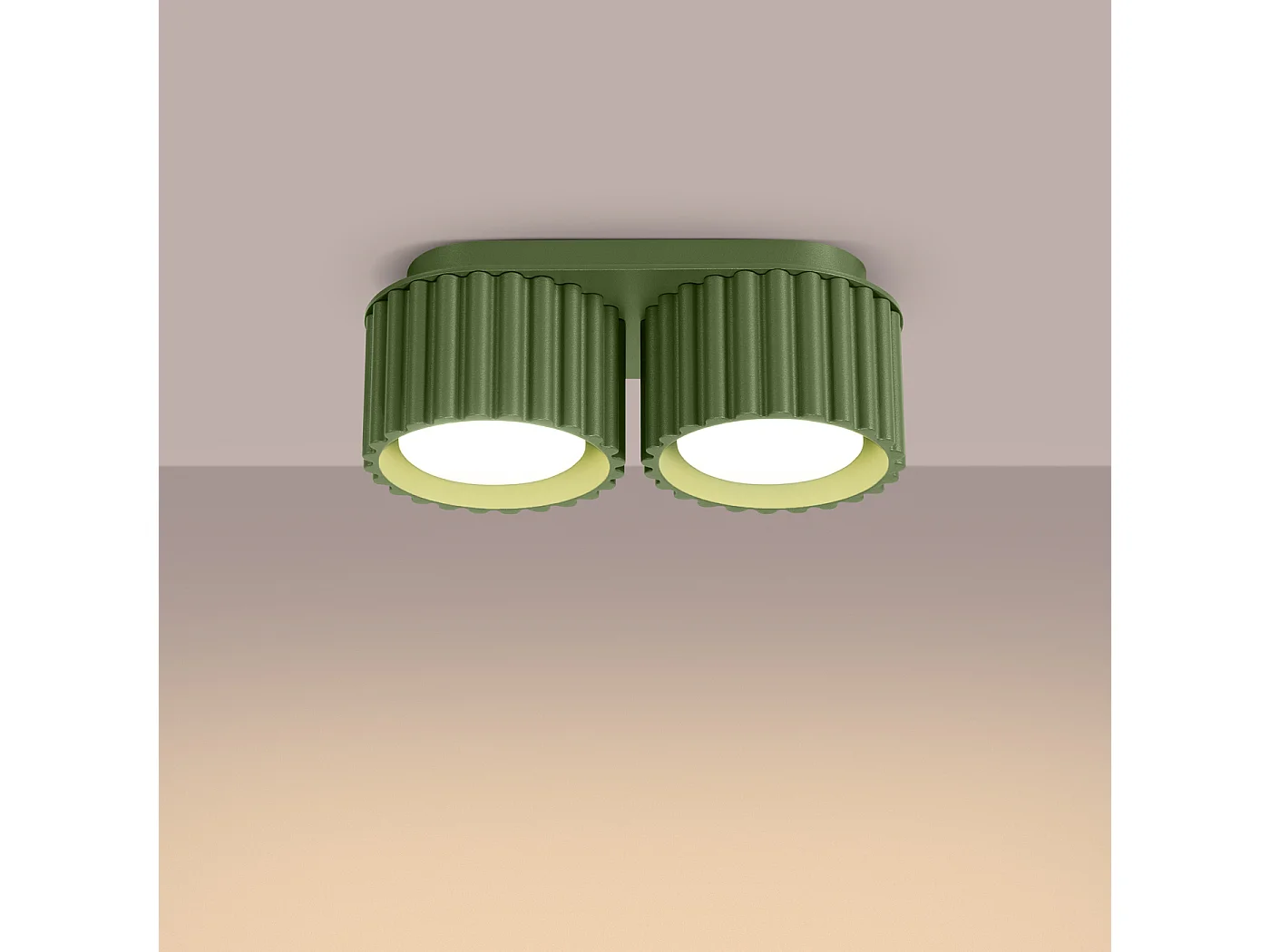 Plafonnier Aura Minimaliste En Aluminium - 2 Sources Lumineuses - L.21 X H.12 Cm - Vert Olive