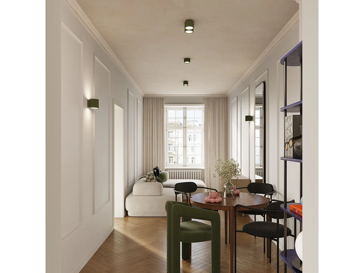 Plafonnier Aura Minimaliste En Aluminium - 2 Sources Lumineuses - L.21 X H.12 Cm - Vert Olive