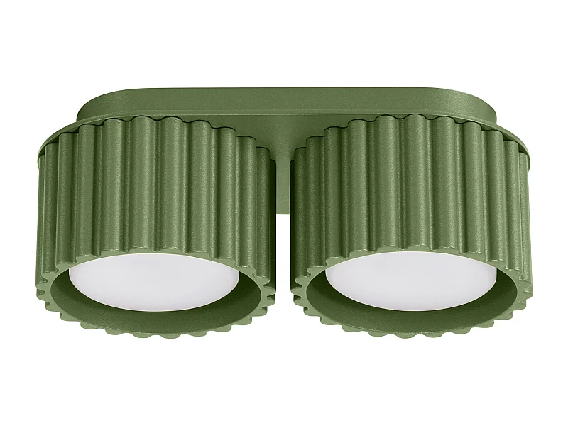 Lampada A Soffitto Aura Minimalist Di Alluminio - 2 Sorgenti Luminose - L.21 X A.12 Cm - Verde Oliva