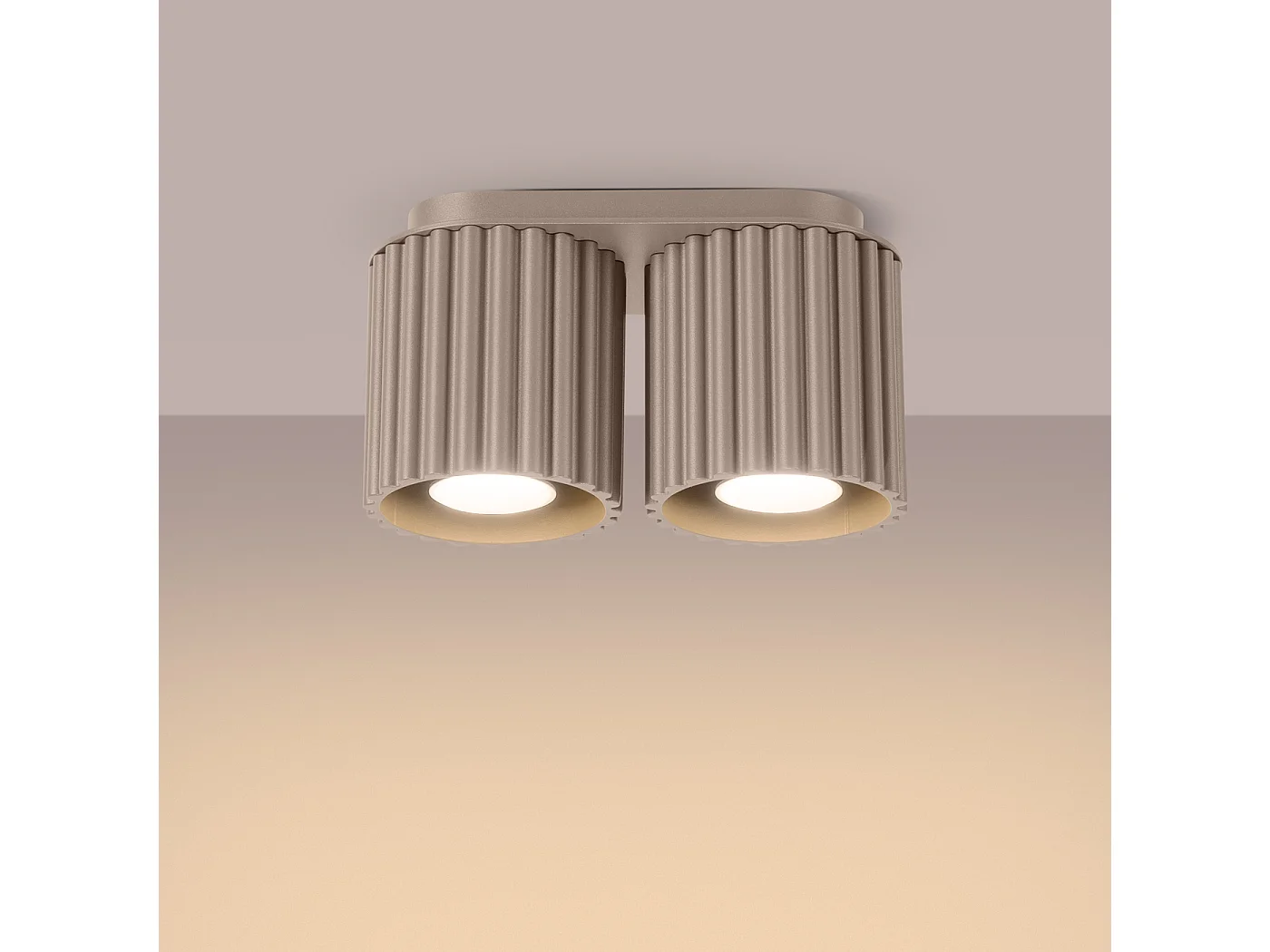 Plafonnier Aura Minimaliste En Aluminium - 2 Sources Lumineuses - L.21 X H.12 Cm - Taupe