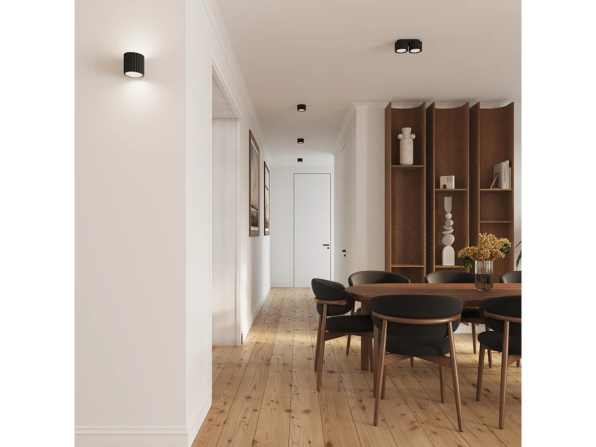 Plafonnier Aura Minimaliste En Aluminium - 2 Sources Lumineuses - L.21 X H.12 Cm - Noir