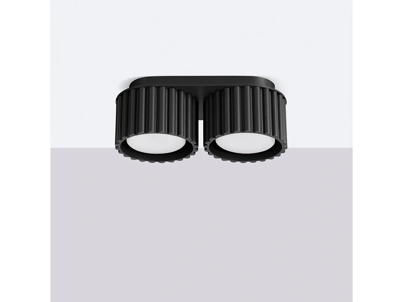 Plafonnier Aura Minimaliste En Aluminium - 2 Sources Lumineuses - L.21 X H.12 Cm - Noir