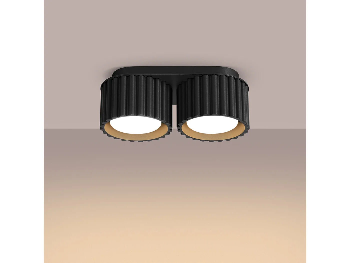 Plafonnier Aura Minimaliste En Aluminium - 2 Sources Lumineuses - L.21 X H.12 Cm - Noir