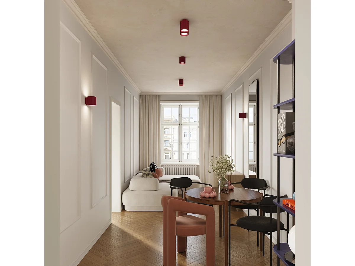 Deckenleuchte Aura Minimalistisch Aus  Aluminium - 1 Lichtquellen - L.10 X H. Cm - Burgund