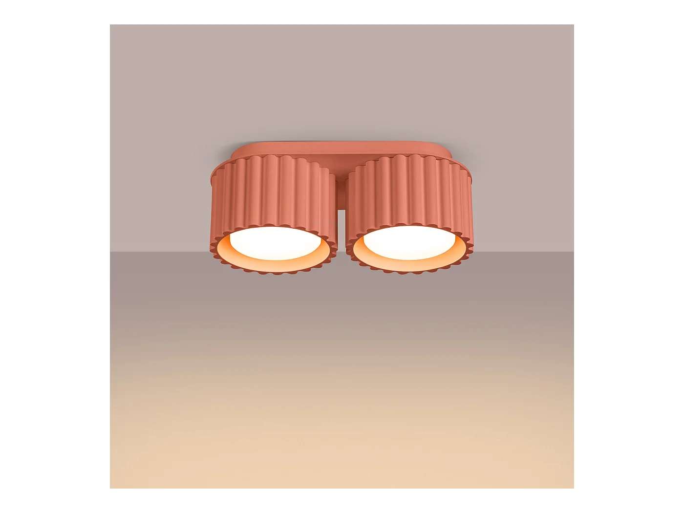 Deckenleuchte Aura Minimalistisch Aus  Aluminium - 2 Lichtquellen - L.21 X H. Cm - Pfirsichfarben