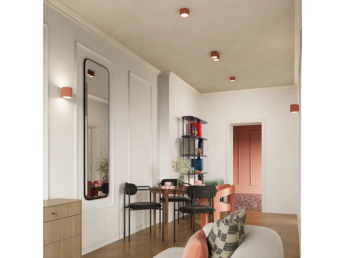 Deckenleuchte Aura Minimalistisch Aus  Aluminium - 2 Lichtquellen - L.21 X H. Cm - Pfirsichfarben