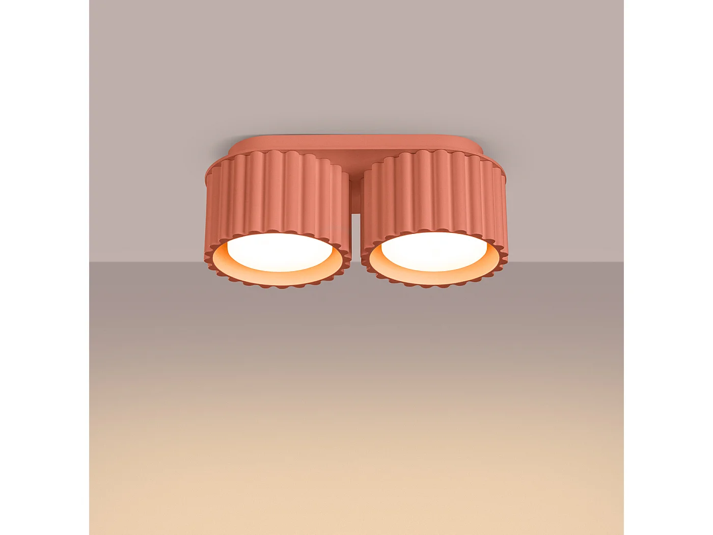 Plafonnier Aura Minimaliste En Aluminium - 2 Sources Lumineuses - L.21 X H.12 Cm - Pêche