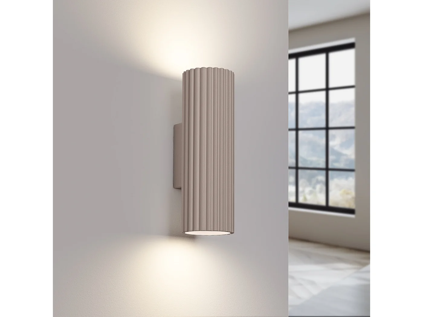 Applique Karbon Minimaliste En Aluminium - 2 Sources Lumineuses - L.6,5 X H.20 Cm - Taupe