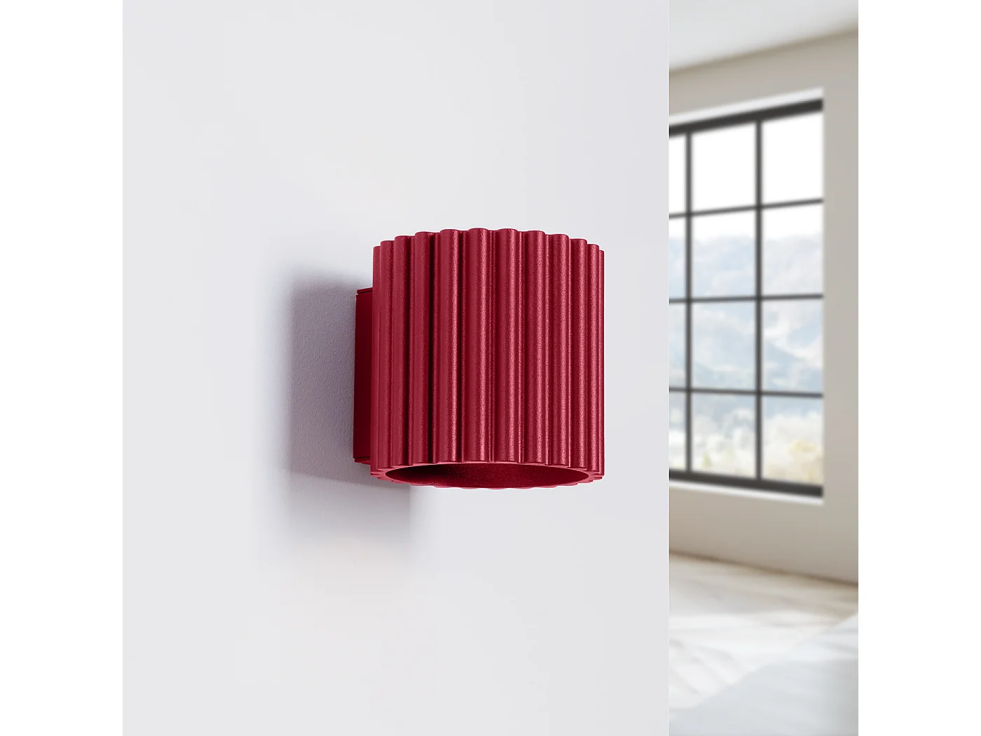 Applique Aura Minimaliste En Aluminium - 1 Sources Lumineuses - L.10 X H.10 Cm - Bourgogne