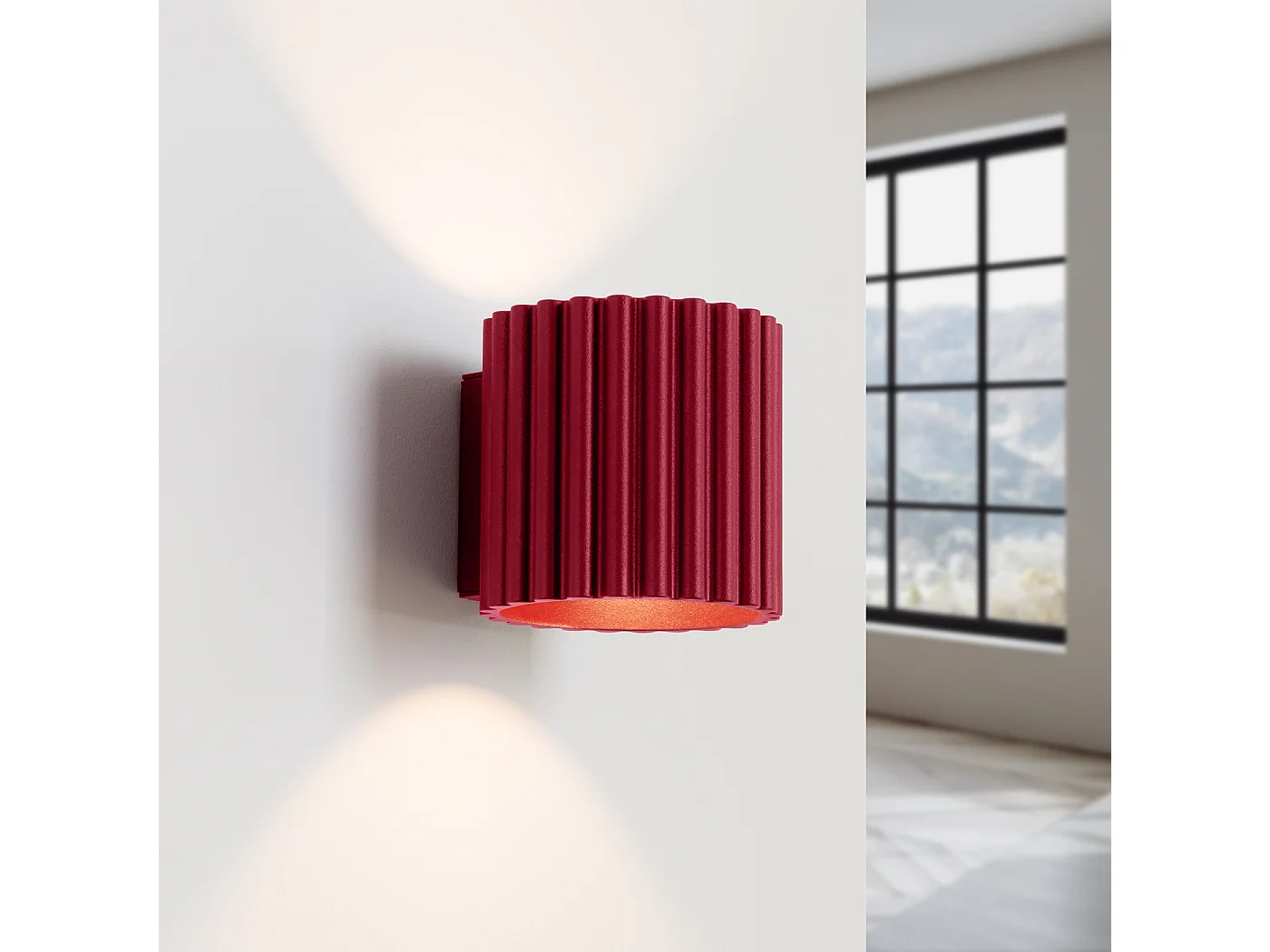 Applique Aura Minimaliste En Aluminium - 1 Sources Lumineuses - L.10 X H.10 Cm - Bourgogne