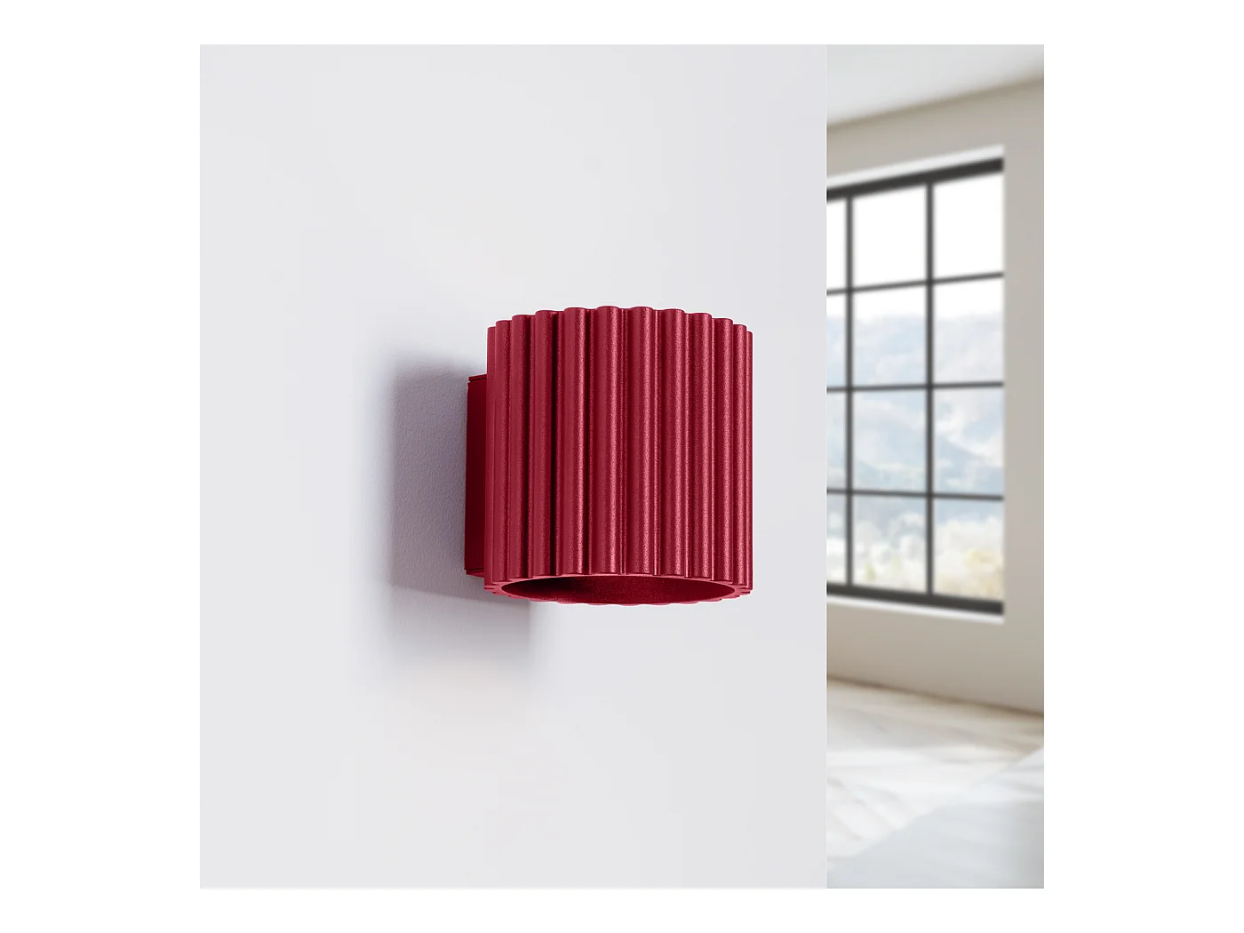 Applique Aura Minimaliste En Aluminium - 1 Sources Lumineuses - L.10 X H.10 Cm - Bourgogne