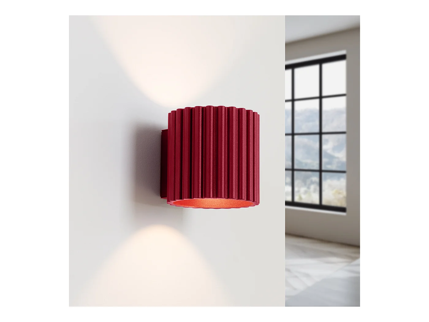 Applique Aura Minimaliste En Aluminium - 1 Sources Lumineuses - L.10 X H.10 Cm - Bourgogne