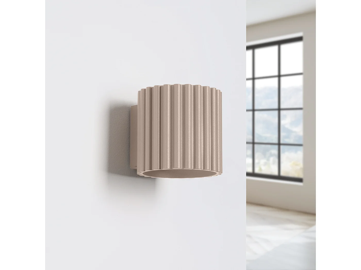 Wandleuchte Aura Minimalistisch Aus  Aluminium - 1 Lichtquellen - L.10 X H. Cm - Taupe