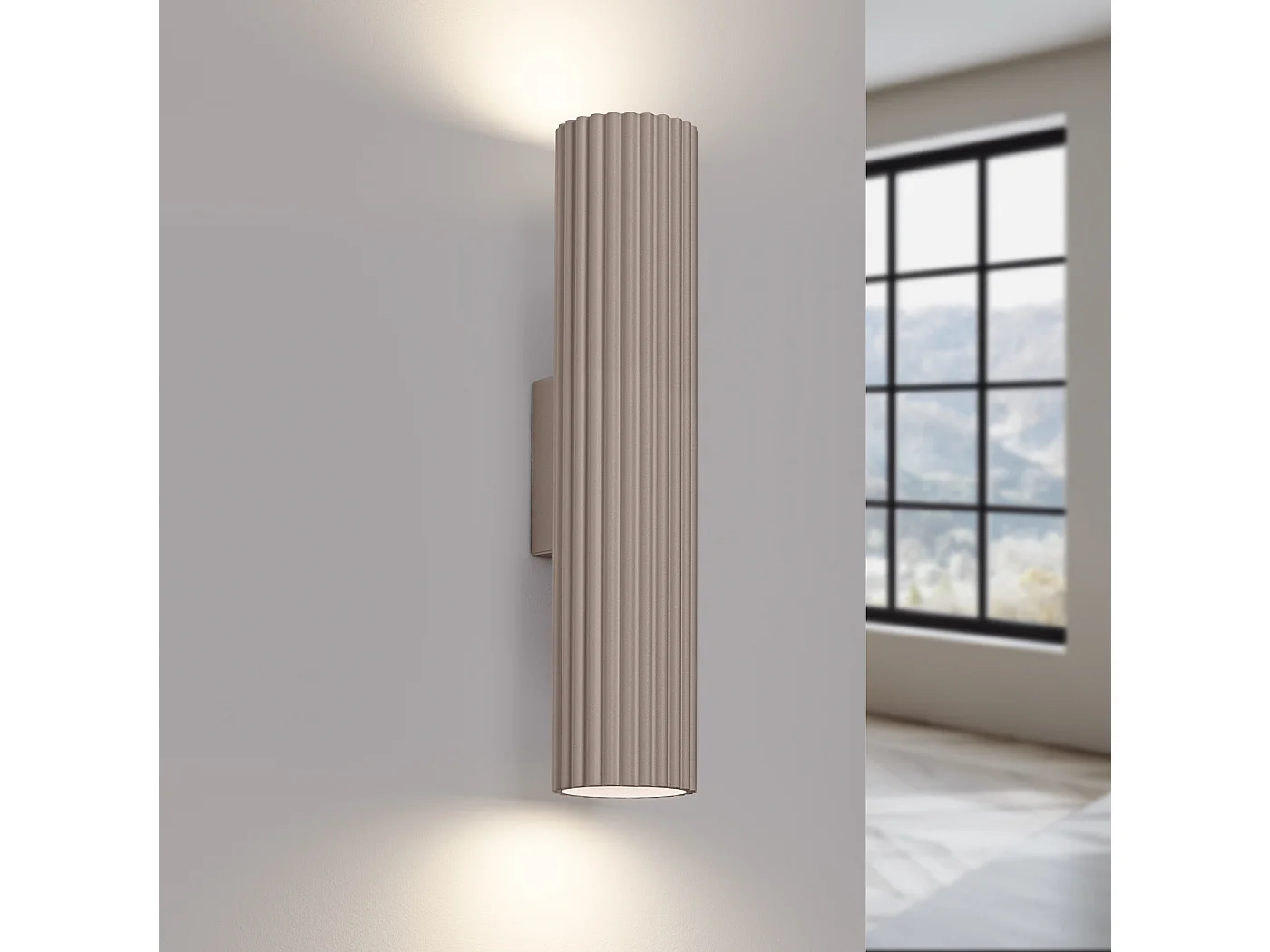 Applique Karbon Minimaliste En Aluminium - 2 Sources Lumineuses - L.6,5 X H.30 Cm - Taupe