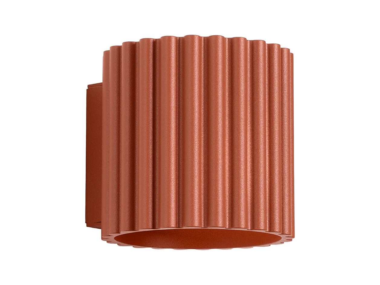 Lampada Da Parete Aura Minimalist Di Alluminio - 1 Sorgenti Luminose - L.10 X A.10 Cm - Ocra Rossa