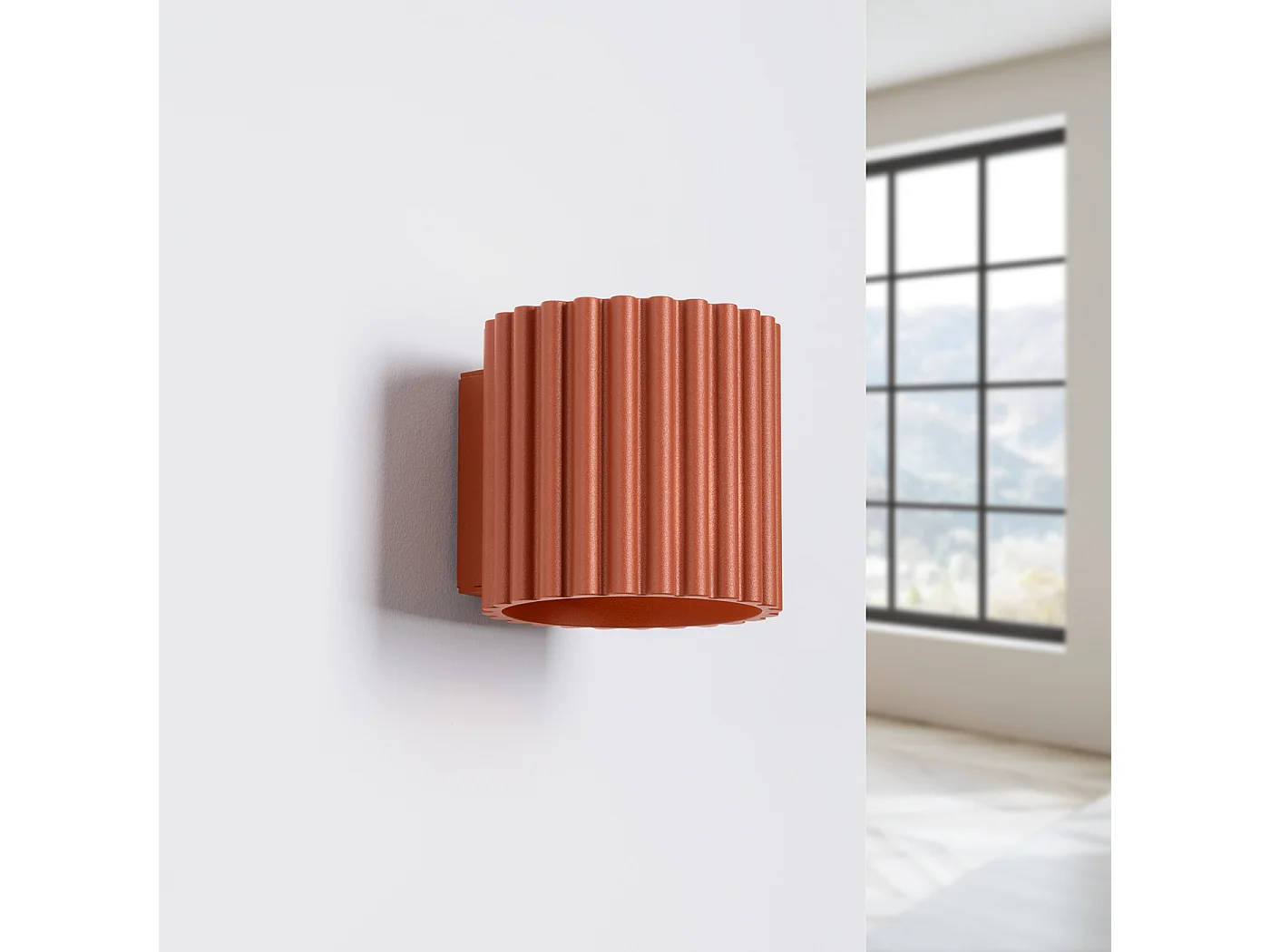 Applique Aura Minimaliste En Aluminium - 1 Sources Lumineuses - L.10 X H.10 Cm - Ocre Rouge