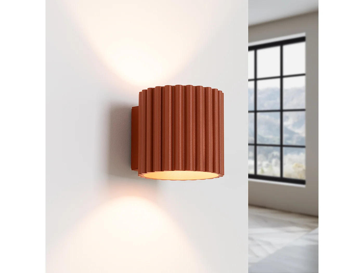 Applique Aura Minimaliste En Aluminium - 1 Sources Lumineuses - L.10 X H.10 Cm - Ocre Rouge