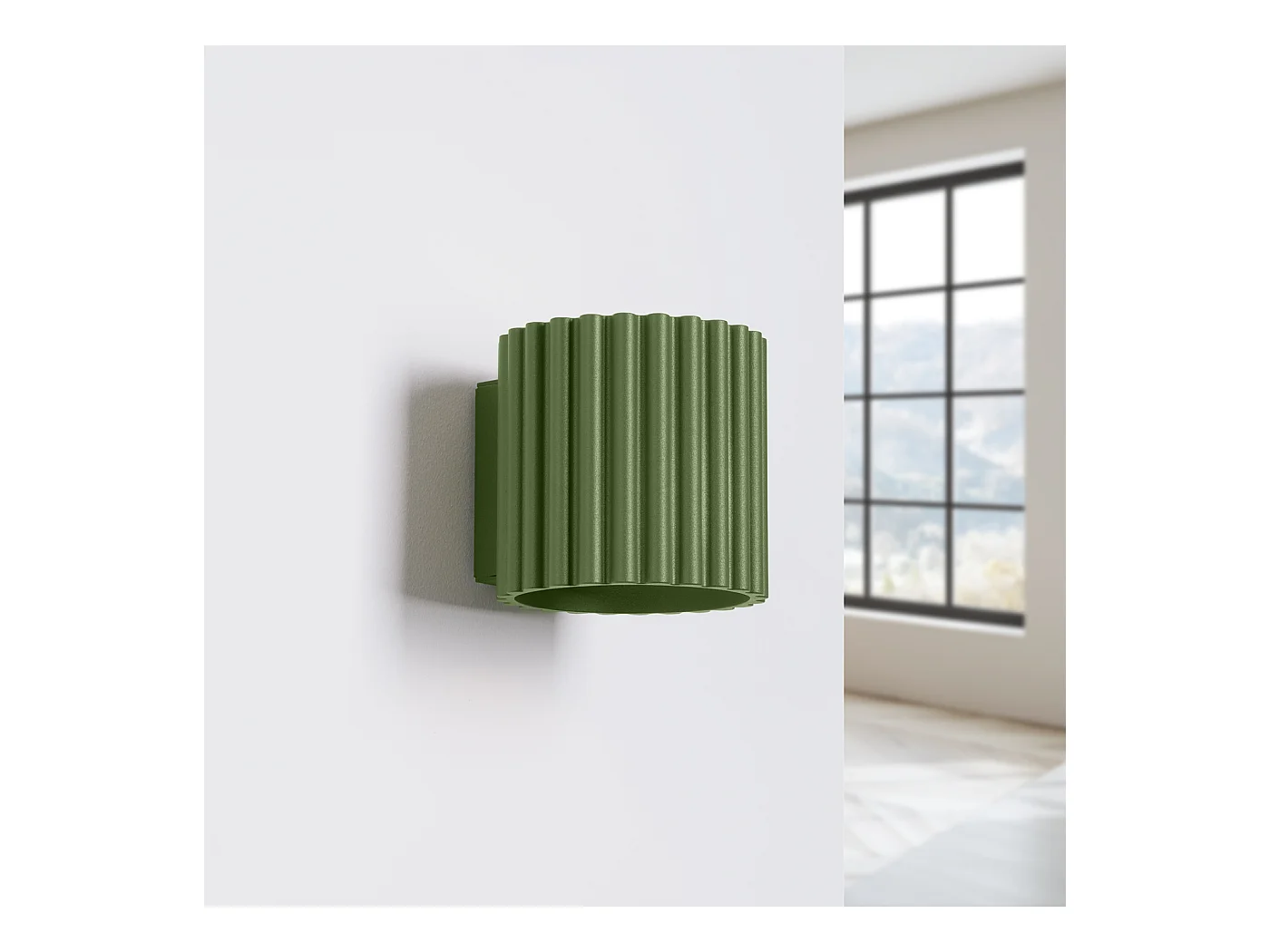 Applique Aura Minimaliste En Aluminium - 1 Sources Lumineuses - L.10 X H.10 Cm - Vert Olive