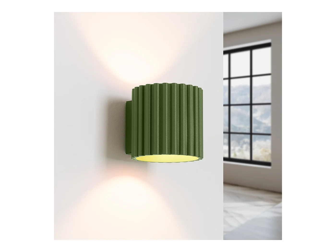 Applique Aura Minimaliste En Aluminium - 1 Sources Lumineuses - L.10 X H.10 Cm - Vert Olive