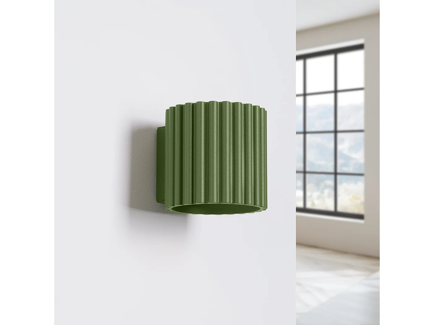 Lampa Ścienna Minimalistyczny Aura, Aluminium - 1 Źródło - L.10 X H.10 Cm - Zielony Oliwkowy