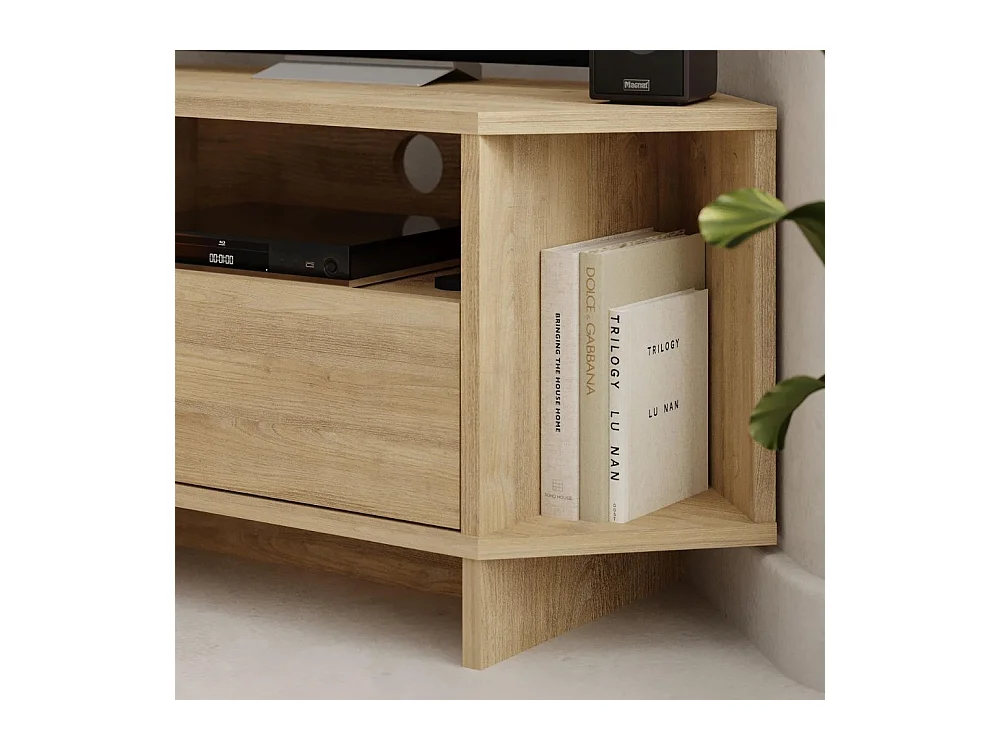 Porta TV angolare Viva colore Rovere 95.7x35.4x45.3H – Design Funzionale per spazi intelligenti