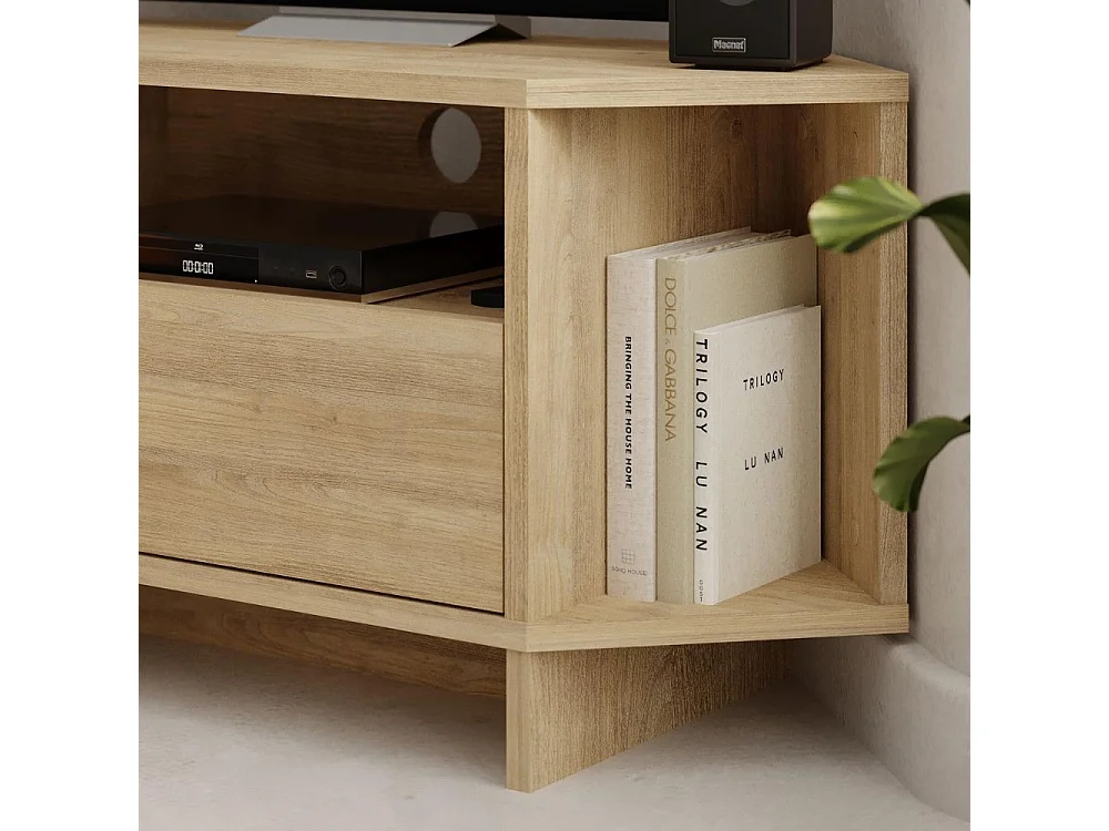 Porta TV angolare Viva colore Rovere 95.7x35.4x45.3H – Design Funzionale per spazi intelligenti