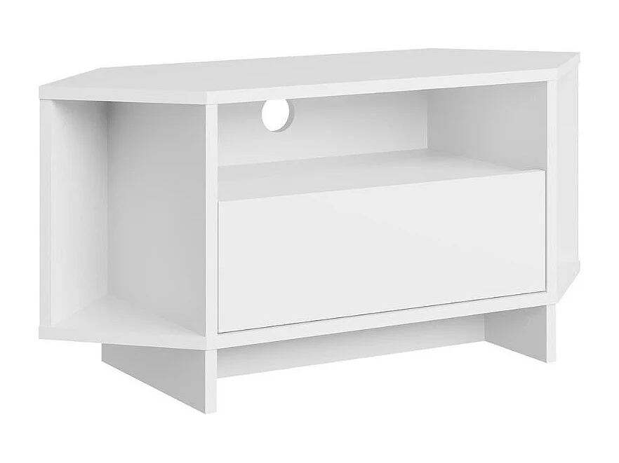 Porta TV angolare Viva colore bianco 95.7x35.4x45.3H – Design Funzionale per spazi intelligenti