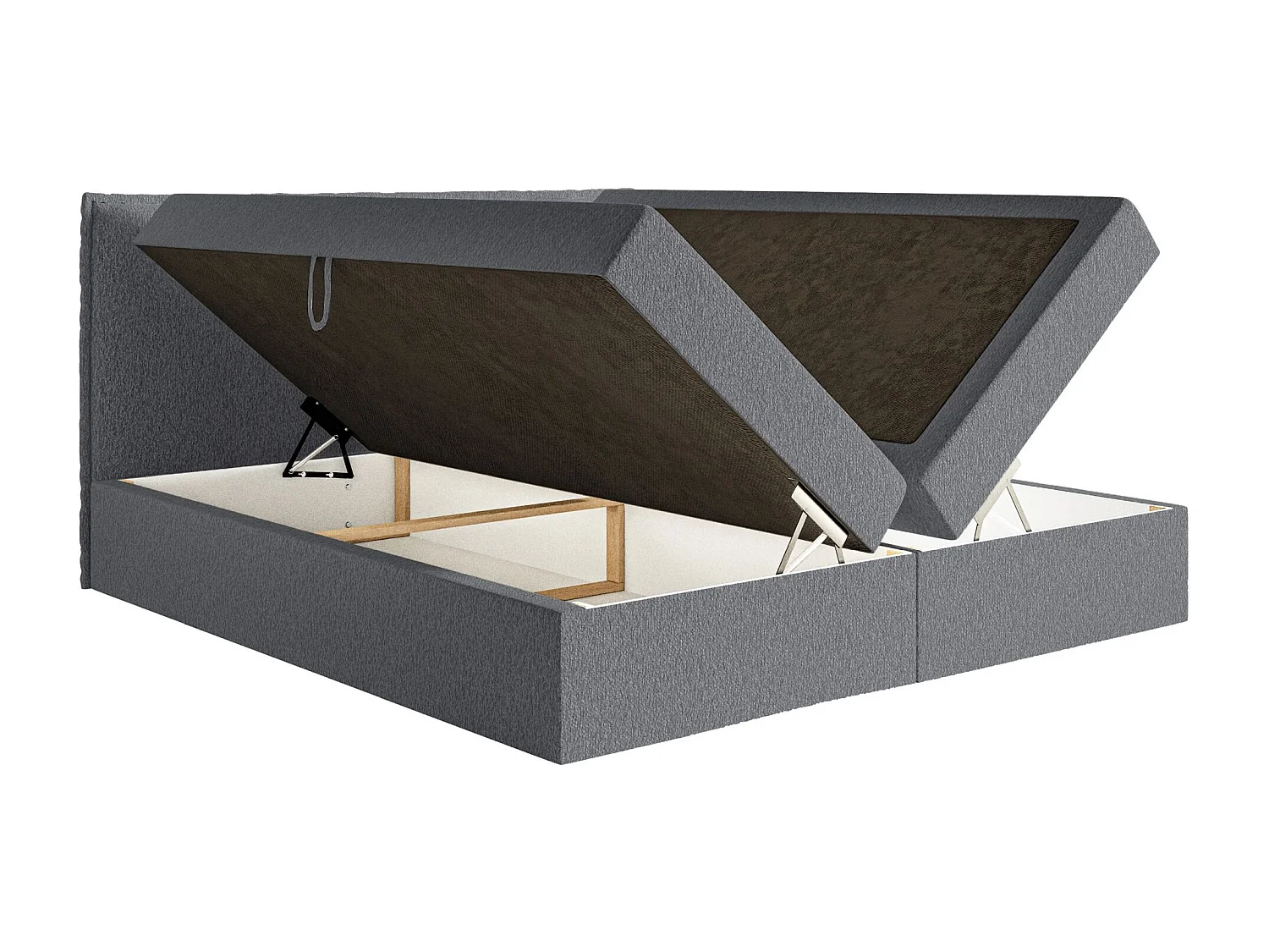 Lit boxspring 180x200 avec surmatelas – en tissu chenille – gris graphite – SOFTIE