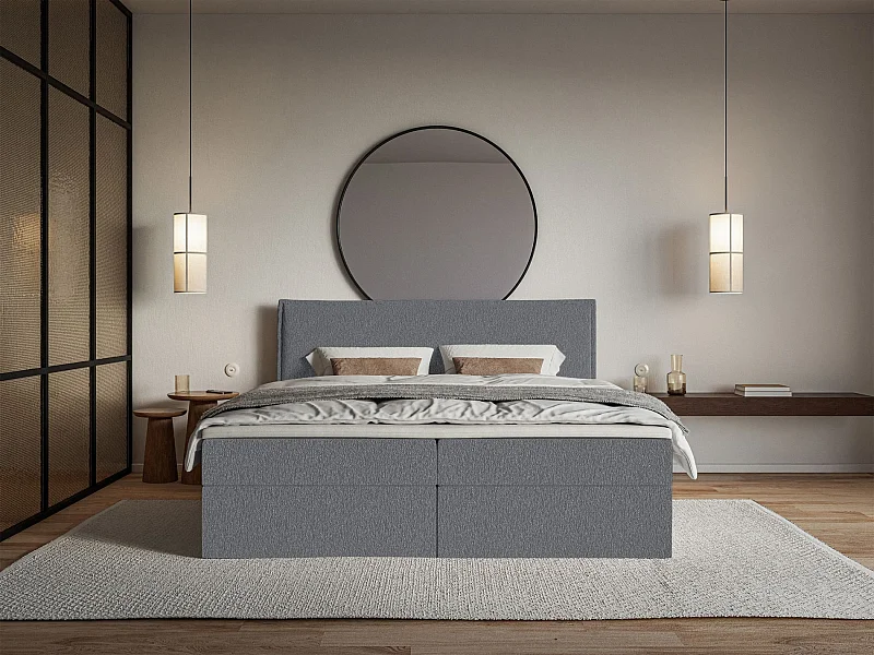 Boxspringbett 180x200 – mit Topper und Stauraum – Chenille – Graphitgrau – SOFTIE