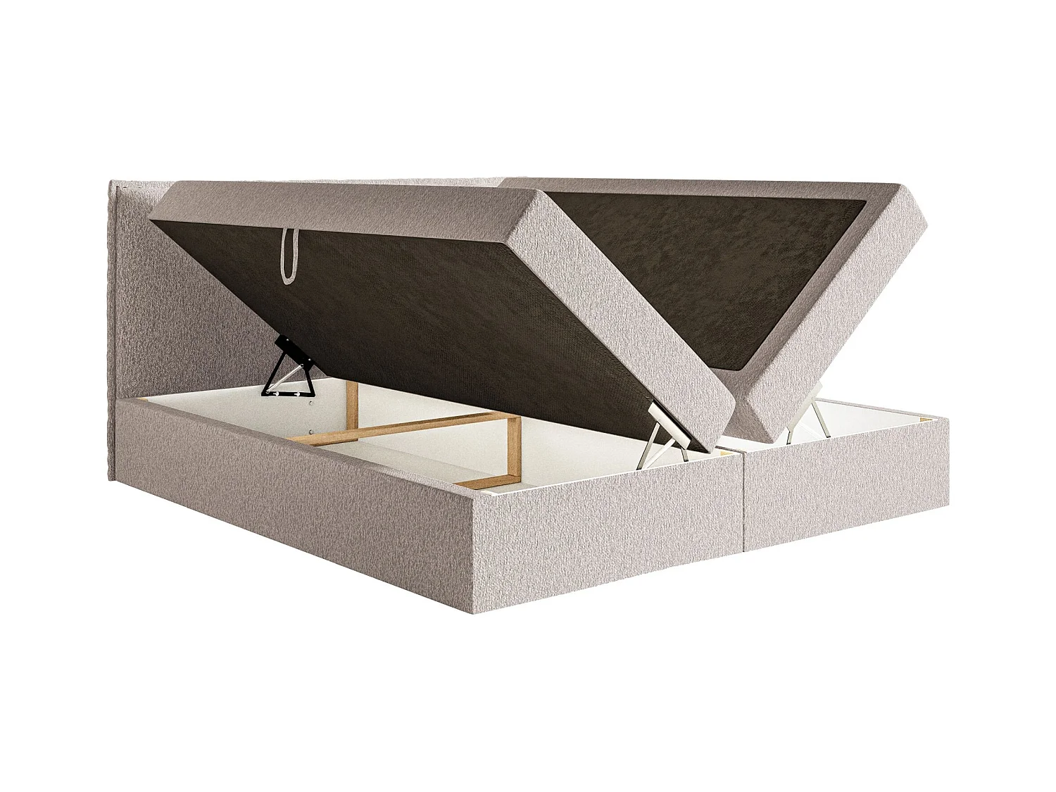 Boxspringbed 160x200 cm met topper en opbergruimte – chenille – beige – SOFTIE