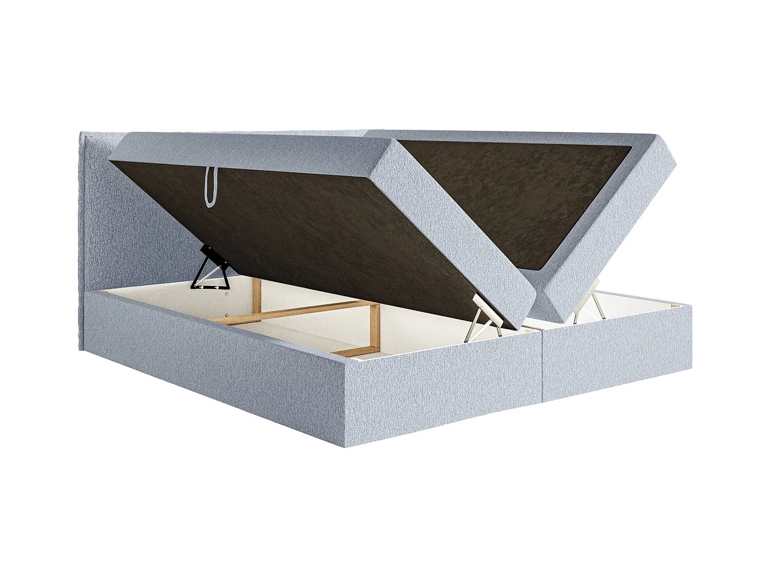 Boxspringbed 160x200 cm met topper en opbergruimte – chenille – hemelsblauw – SOFTIE