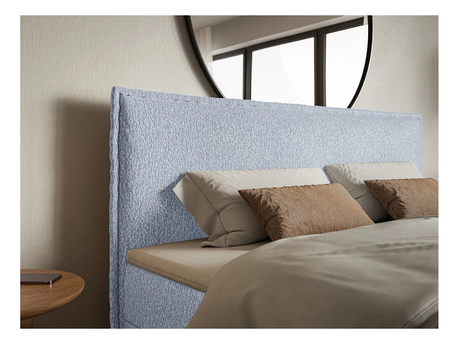 Boxspringbed 160x200 cm met topper en opbergruimte – chenille – hemelsblauw – SOFTIE