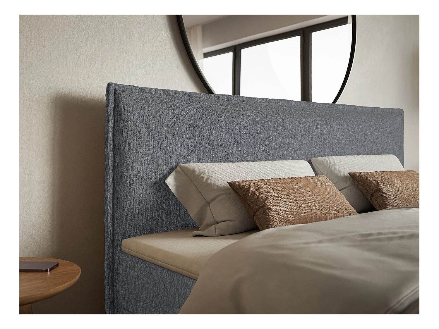 Boxspringbed 140x200 cm met topper en opbergruimte – chenille – grafietgrijs – SOFTIE