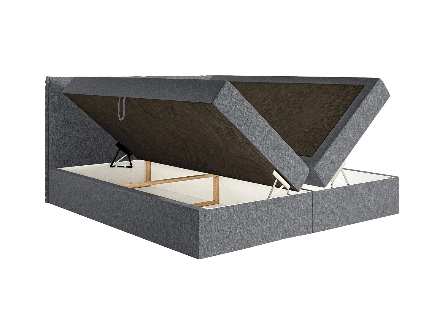 Boxspringbed 160x200 cm met topper en opbergruimte – chenille – grafietgrijs – SOFTIE