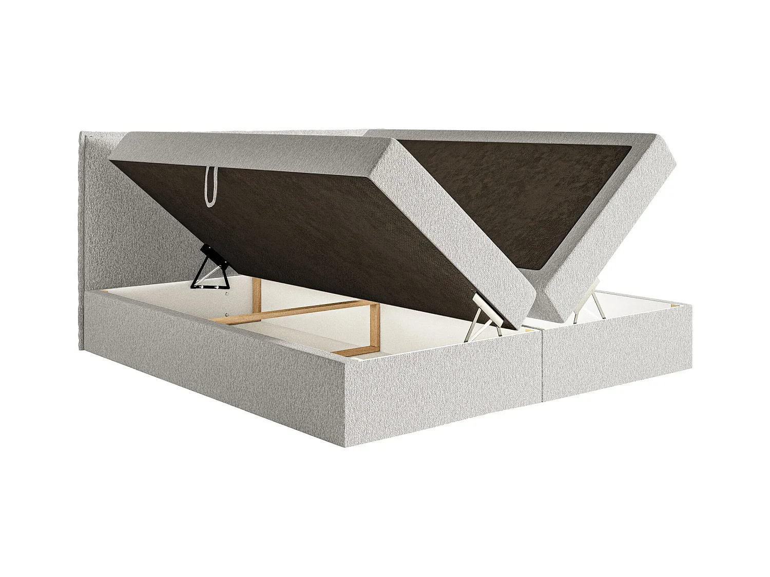 Boxspringbed 160x200 cm met topper en opbergruimte – chenille – lichtgrijs – SOFTIE