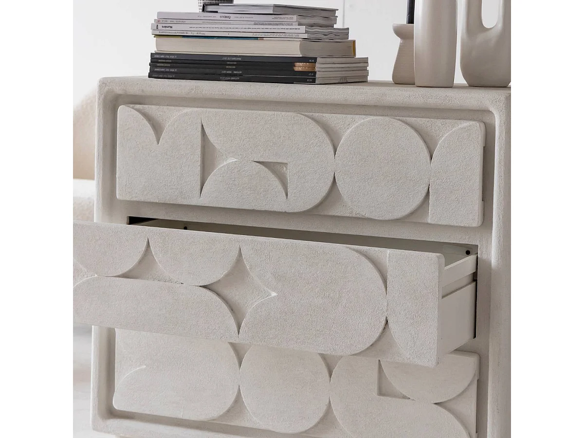 Commode en bois effet béton blanc Danaé