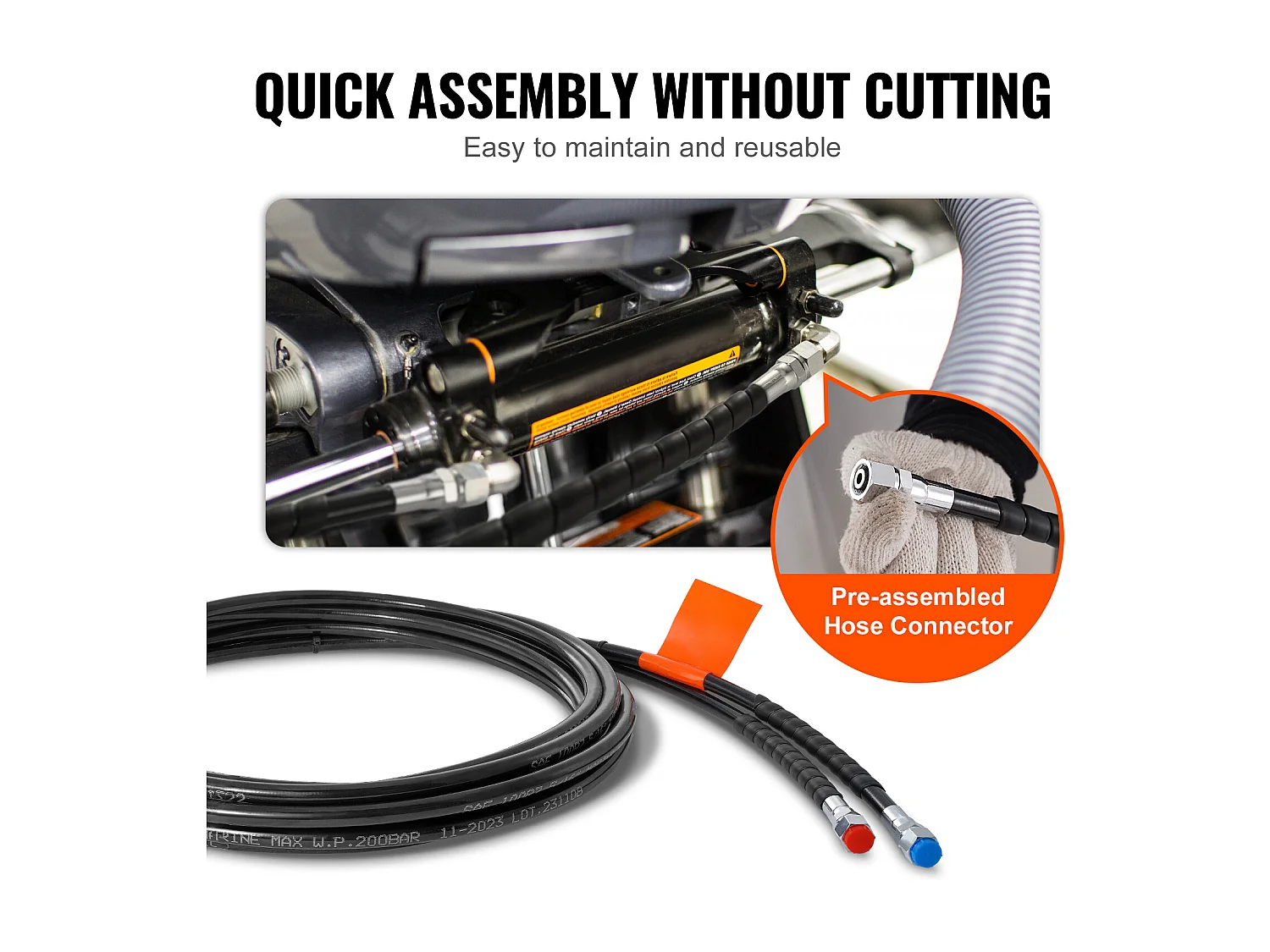 Kit de Tuyau de Direction Hydraulique SucceBuy de 610cm pour Bateau à Direction Hors-bord, TPEE, Compatibles avec le Système de Direction Hors-bord Marin