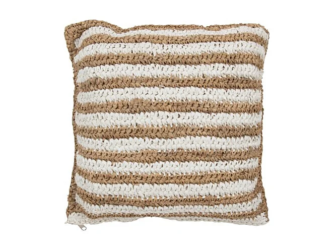 Cojín a rayas de tela blanca 45x45x15 cm
